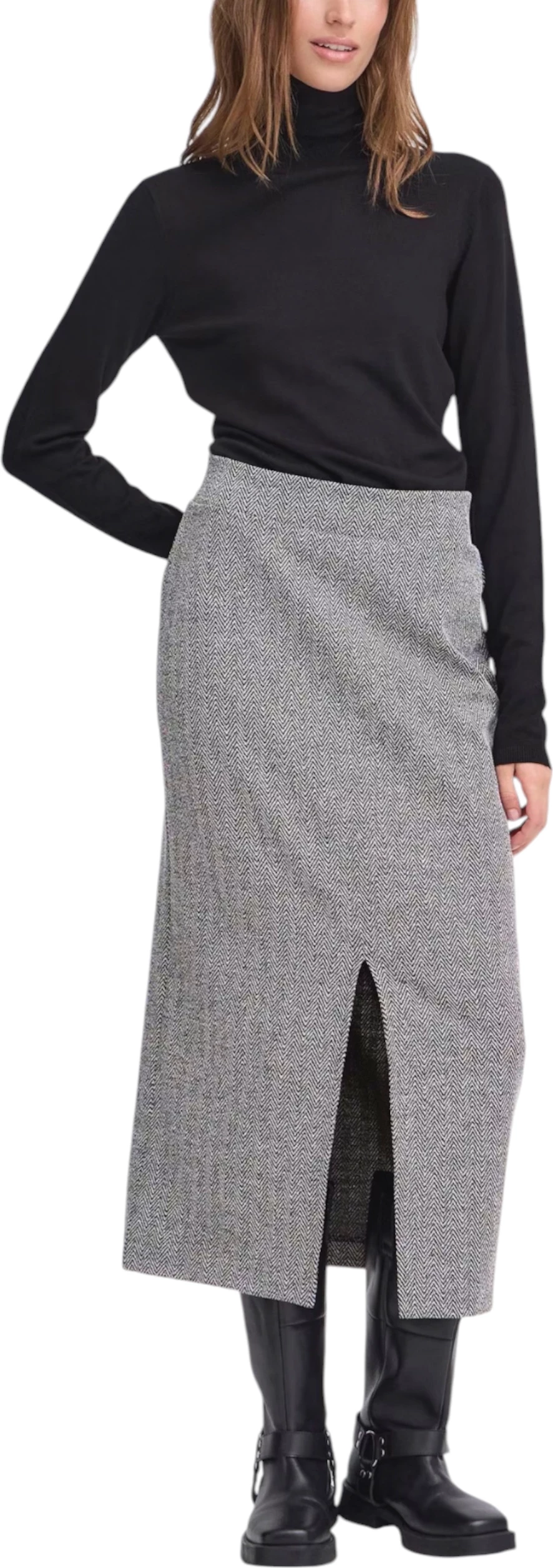 Fund për femra Ichi IHKATE Jacquard Long SK 20122404, bardhë e zi [Madhësia: M]