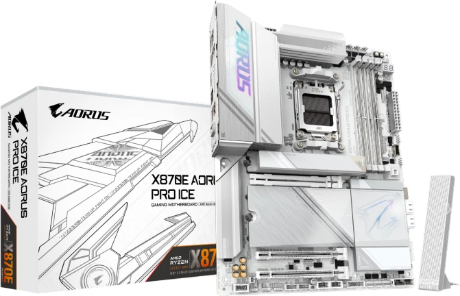 Pllakë amë GIGABYTE X870E AORUS PRO ICE rev. 1.1 AM5 ATX DDR5, USB4, 2.5GbE, Wi‑Fi 7, e bardhë