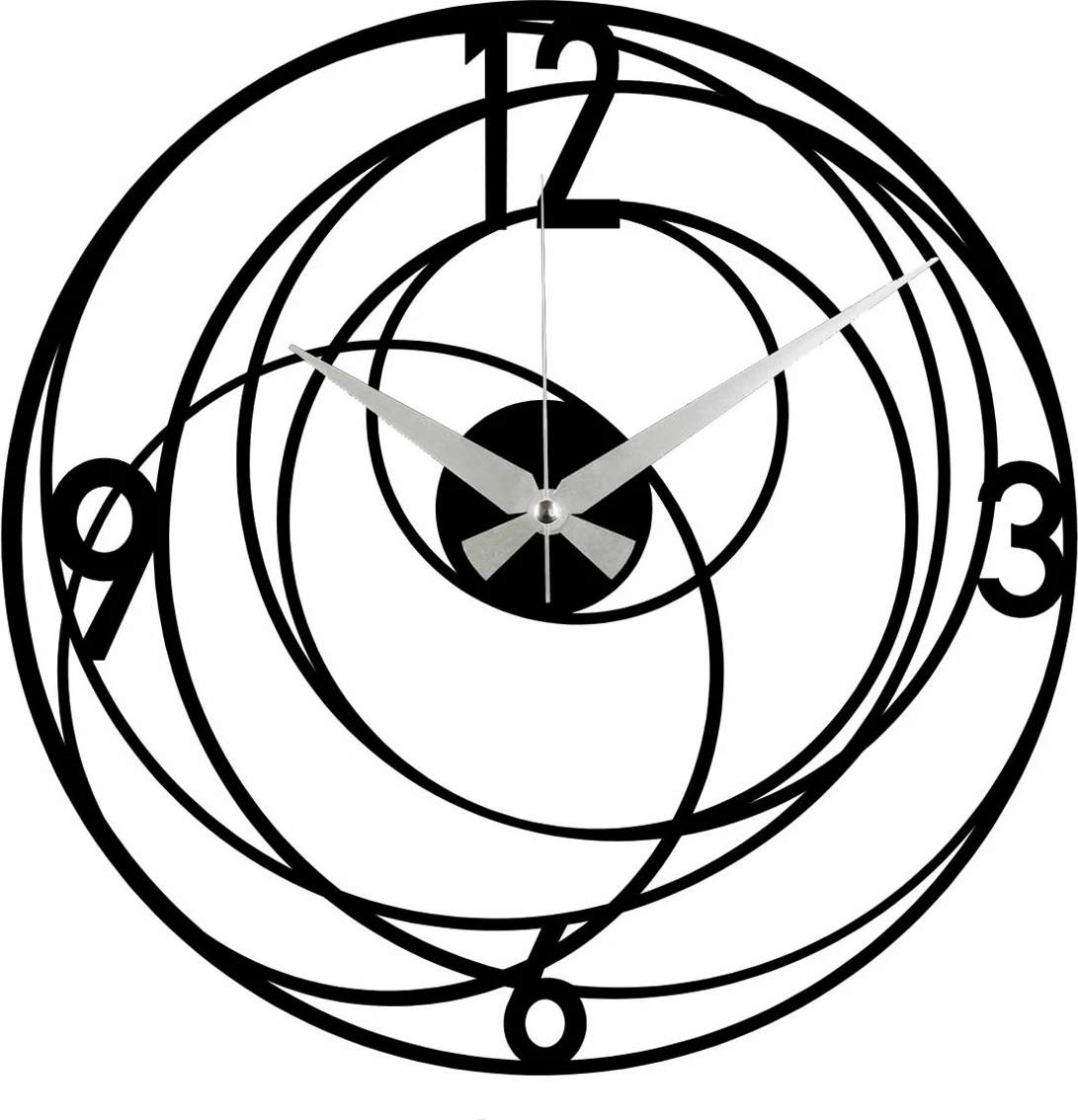 Orë muri dekorative prej metali, Wallity Enzoclock - S027, e zezë, 48x48cm