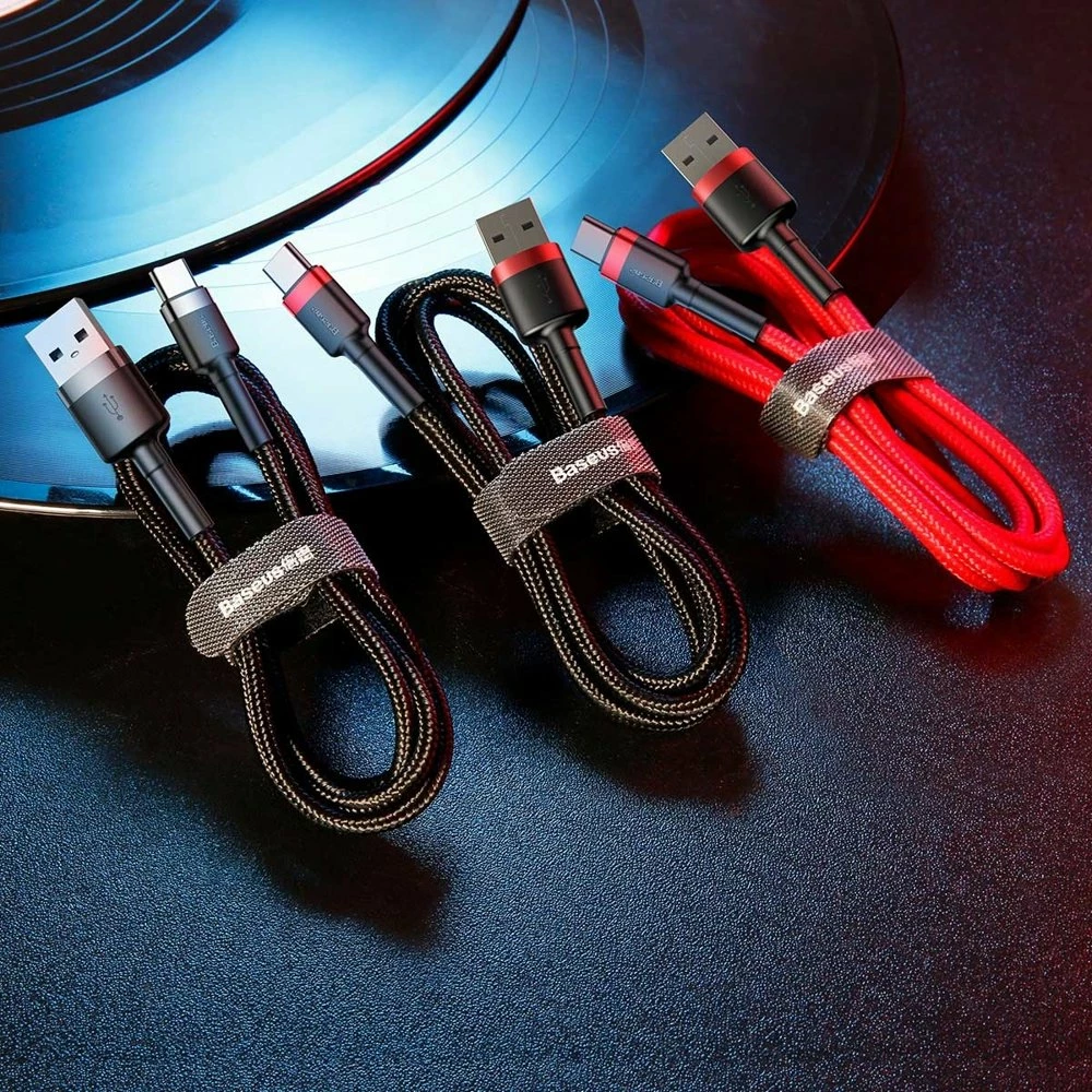 Kabllo Baseus Cafule, USB në USB-C, 3 metra, i kuq