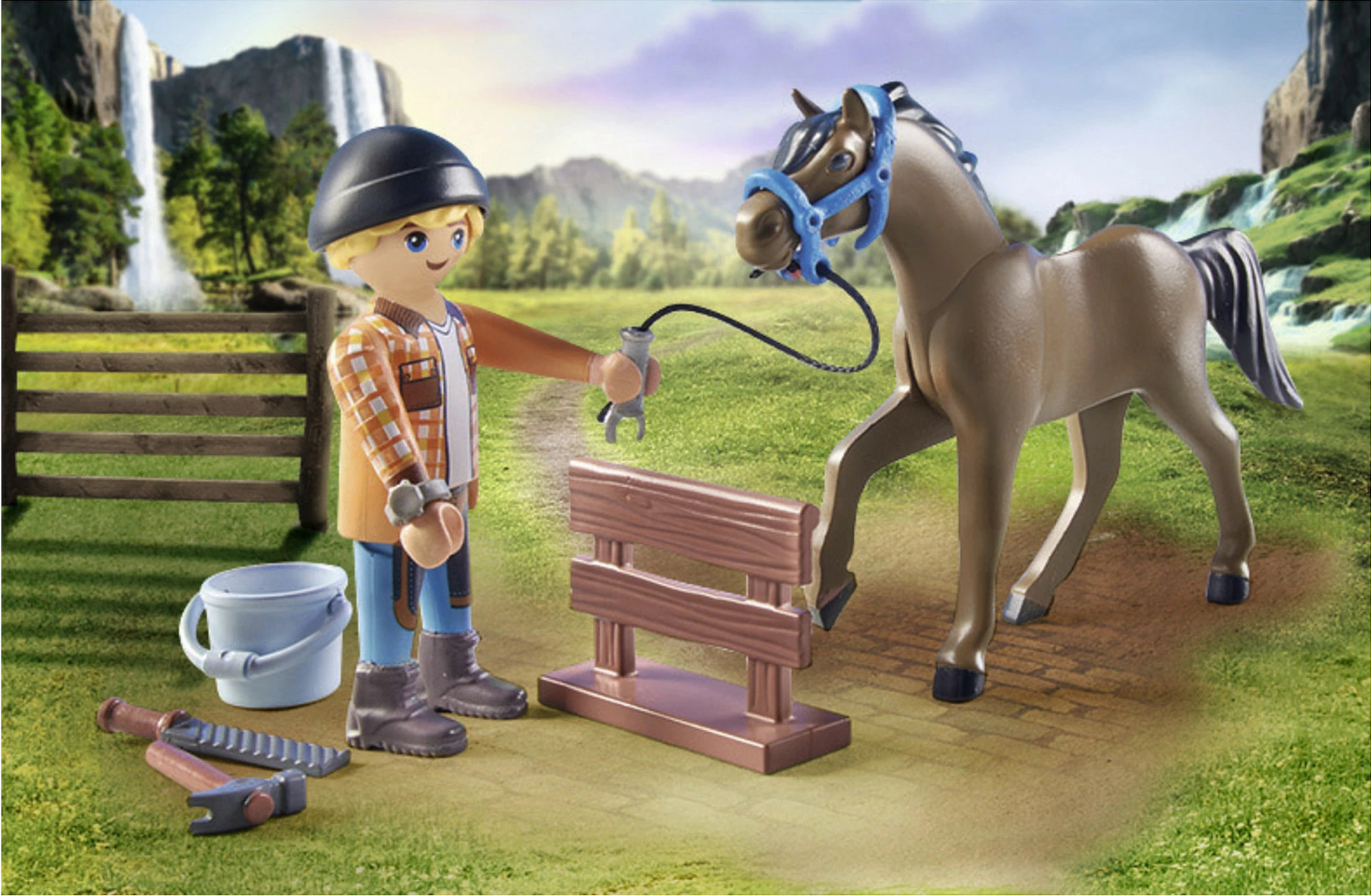 Set lodrash Playmobil Horses of Waterfall 71357, Ben & Achilles, 15 pjesë, shumëngjyrësh
