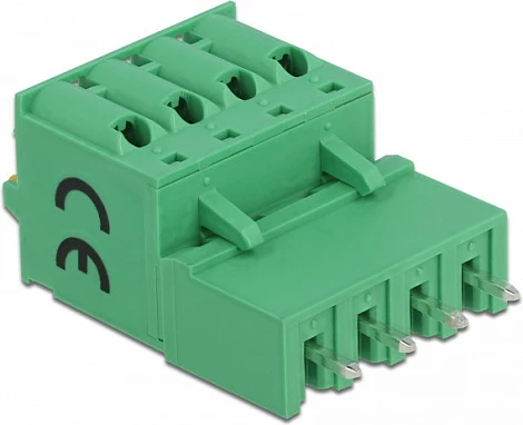 Bllok terminali DeLOCK për PCB, 4-pin, pitch 5.08 mm, vertikal, AWG 28-12, i gjelbër