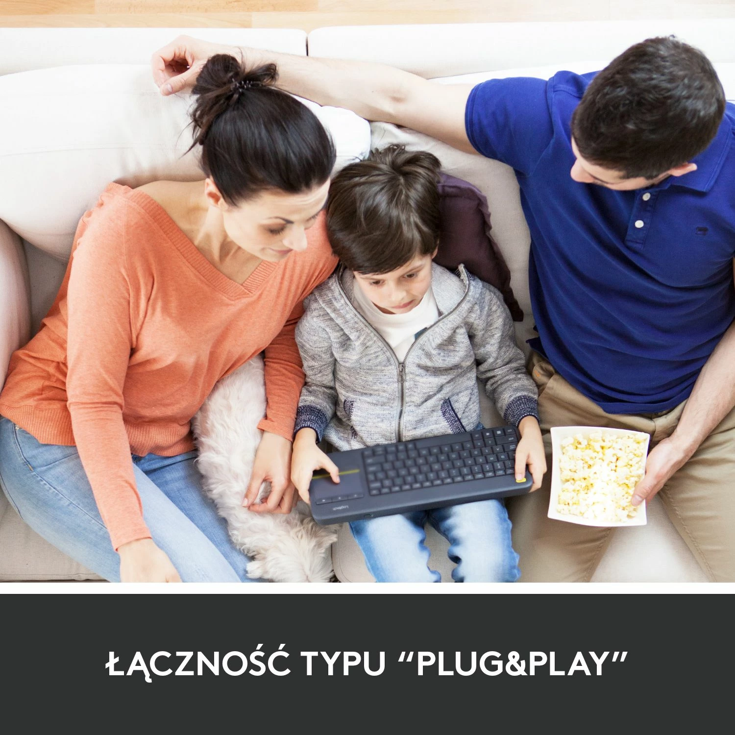 Tastierë pa tela Logitech K400 Plus 920-007145 me touchpad, US INTL, e zezë