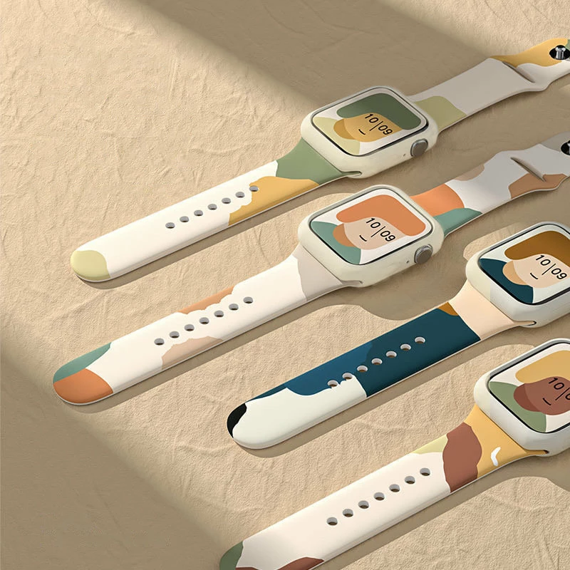 Rrip silikoni për Apple Watch Hurtel Moro Band, 38/40/41mm, bezhë/kuqe/portokalli