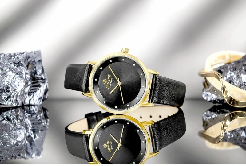 Orë dore femra Giewont GW4130-A4, e zezë dhe e artë, set