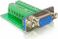 Adapter VGA DeLOCK, VGA female në Terminal Block 16-pin, pitch 3.81mm, i gjelbër