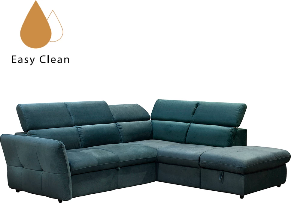 Kënd divan shtrat Monserat, kënd i djathtë, ngjyrë petrol, 254x224x90