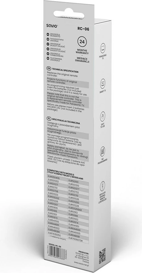 Telekomandë zëvendësuese për TV Savio Universal RC-06 