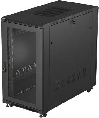 Shafë rack LANBERG 19" 22U 600x1200mm, qëndrueshme, e zezë, dyer të perforuara
