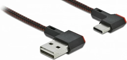 Kabllo USB DeLOCK EASY-USB 2.0, USB-A në USB-C, 0.2 m, këndore majtas/djathtas, e zezë
