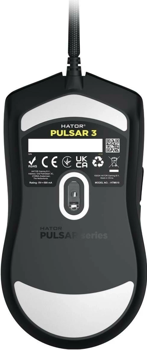 Maus Hator Pulsar 3 HTM610, RGB, me kabllo, i zi