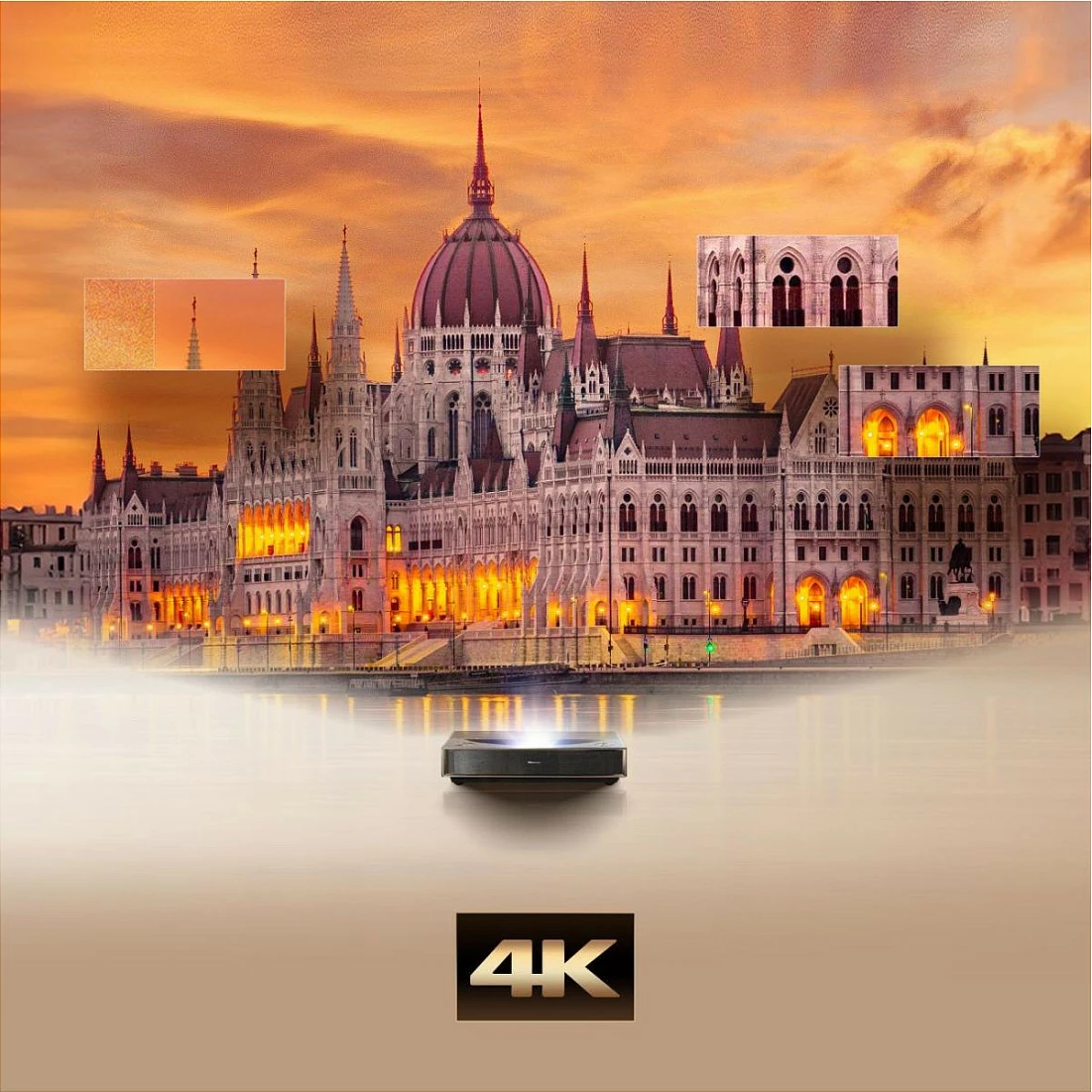 Projektor laser Hisense PT1, 4K UHD, Smart VIDAA, HDR, Dolby Atmos, HDMI 2.1, WiFi, 80-150", ngjyrë e zezë me bronz