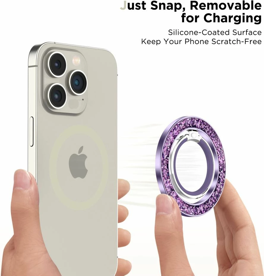 Mbajtës magnetik me unazë Tech-Protect MMR200 me MagSafe, vjollcë me kristale