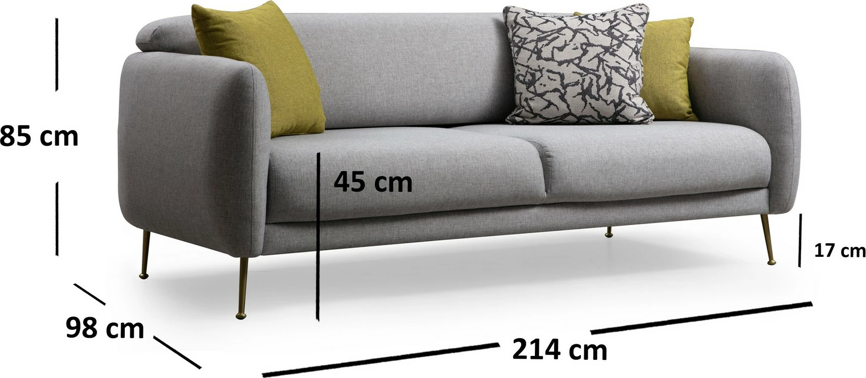 Divan-krevat treshe, ngjyrë gri, Atelier del Sofa Sevilla