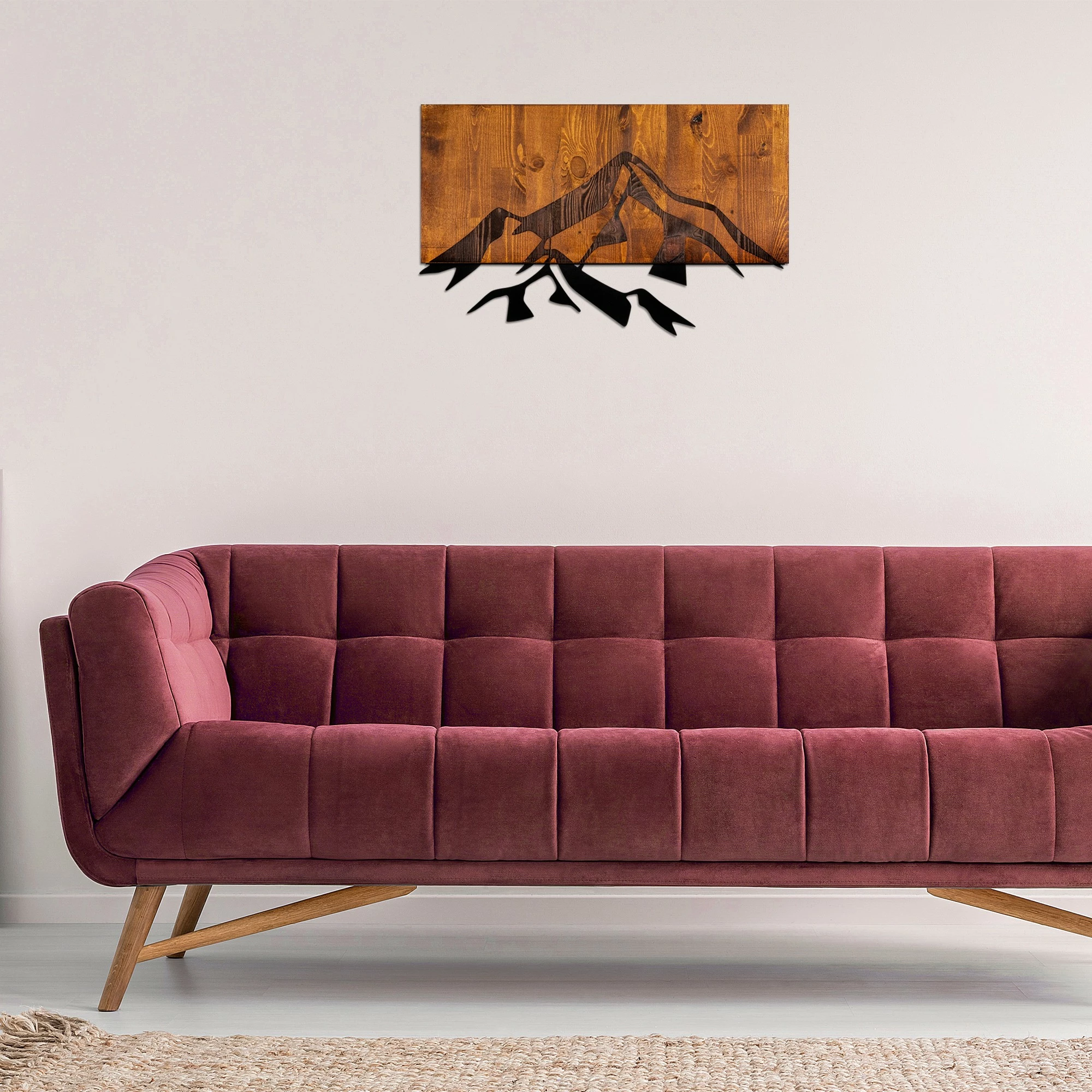 Aksesor dekorativ prej druri për mur, Wallity, Dag 1, ngjyrë arre dhe e zezë, 58x36cm