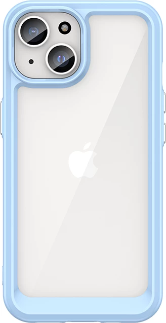 Mbështjellës Hurtel Outer Space Case për iPhone 15 Plus, transparent me kornizë blu