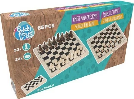 Set shahu dhe dama BD VOZICKI BD 58726, 2-në-1, dru, i palosshëm me kuti ruajtje, 65 copë
