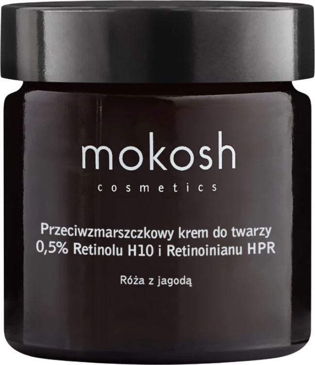 Krem fytyre kundër rrudhave për femra Mokosh 0.5% Retinol H10 dhe Retinoinian HPR Rose with Berry, 60ml