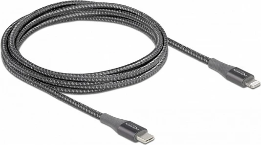 Kabëll DeLOCK USB-C në Lightning, 2 m, 3A, MFi, gri