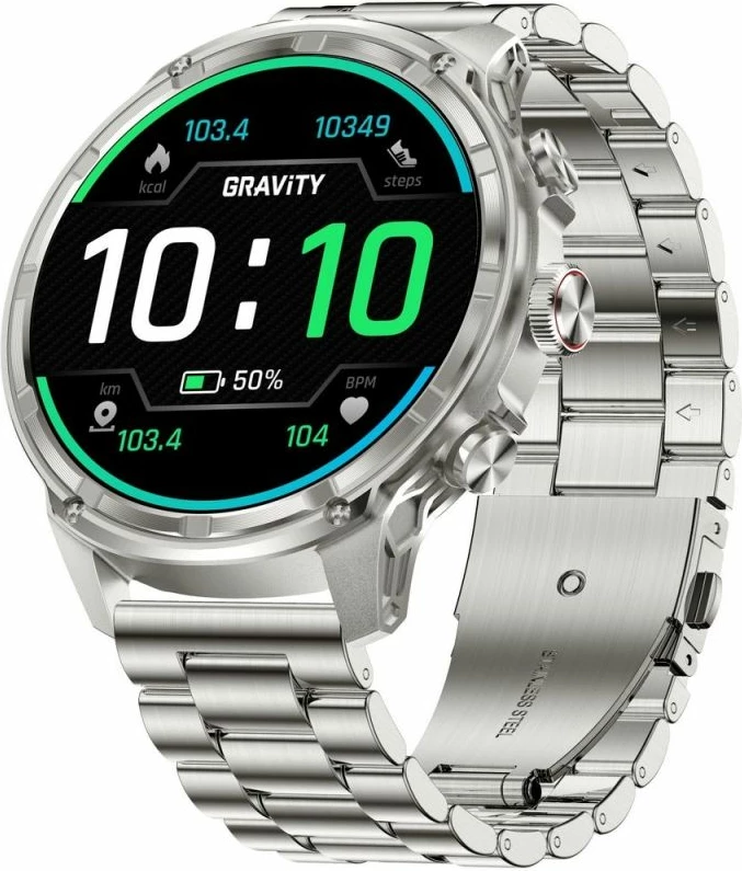 Smartwatch Gravity GT41-3, rrip i argjendtë + byzylyk