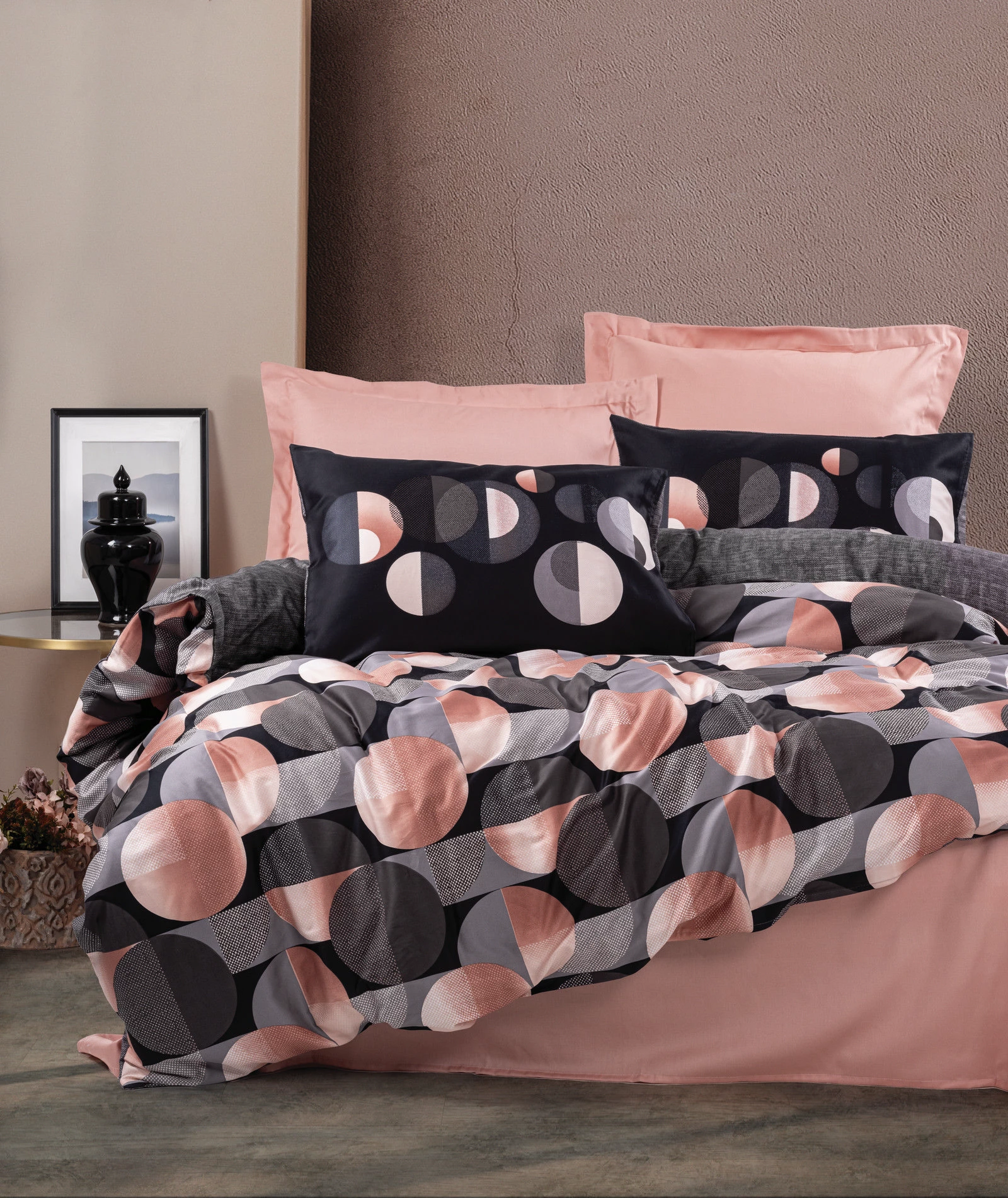 Set mbulesë për jorgan dopio satin, L'essentiel, Randy, salmon