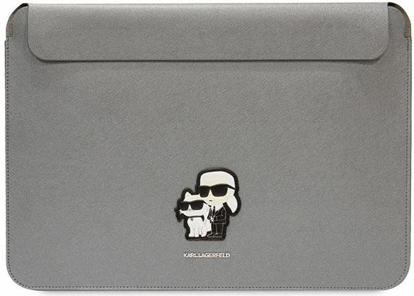 Mbështjellës Karl Lagerfeld Saffiano Karl&Choupette për laptop 14", argjend