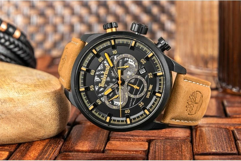 Orë dore meshkuj Timberland Henniker III TDWGF2100602, e zezë, set me çantë