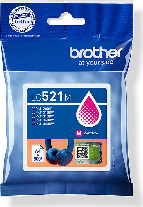 Kartrixh boje Brother LC521M, 500 faqe, Magenta