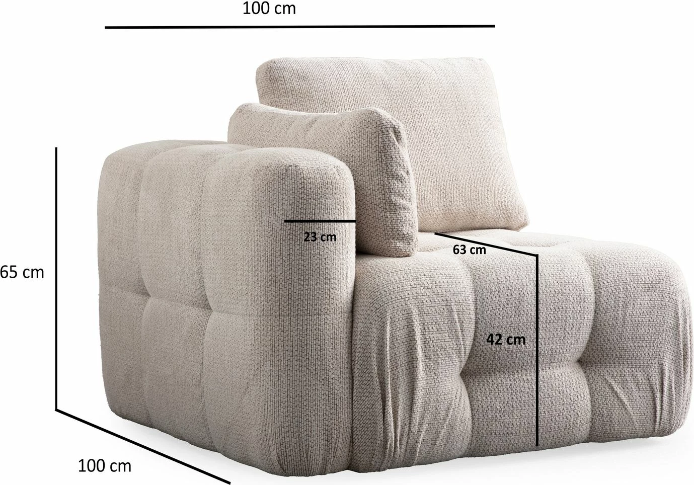 Këndare Amaris me pouffe, 2 vende, bezhë