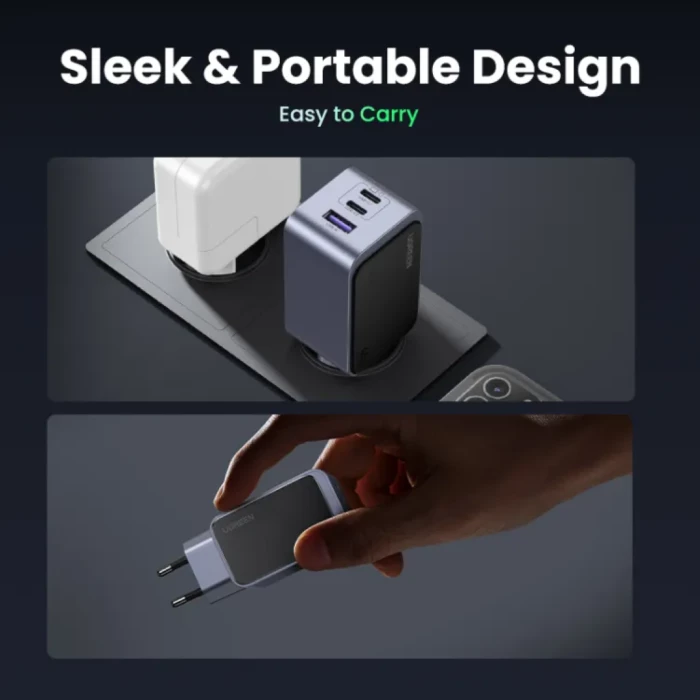 Karikues UGREEN Nexode S 65W, 2x USB-C + 1x USB-A, gri