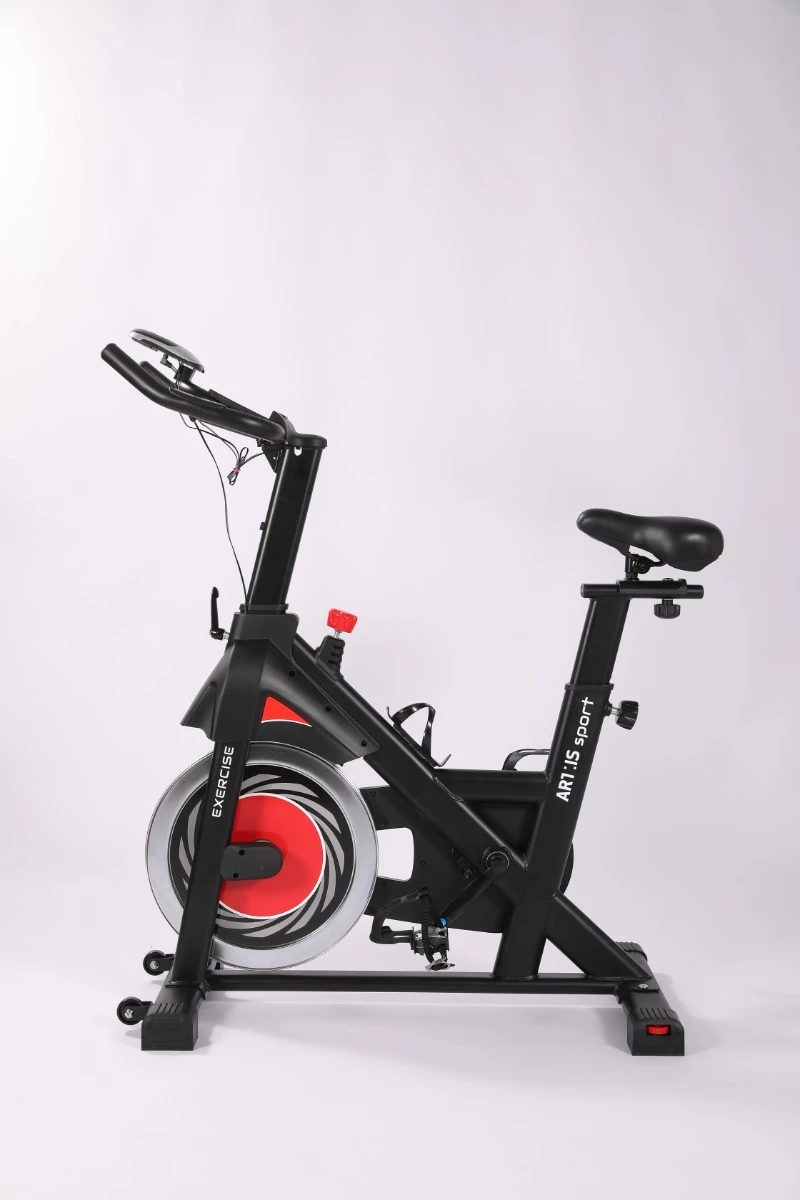 Biçikletë statike indoor ART.IS sport AS1 (AS8723), rrotë fluturimi 6 kg, Bluetooth Kinomap/Zwift, ngarkesë max 120 kg, e zezë/kuqe