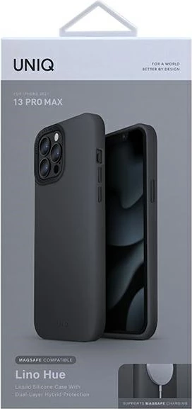Mbështjellës UNIQ Lino Hue për iPhone 13 Pro Max, MagSafe, Gri