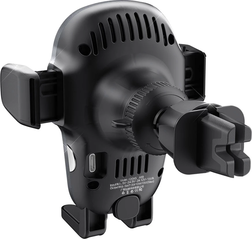 Mbajtës automatik për celular Dudao F20xs me karikues wireless 15W, Gri