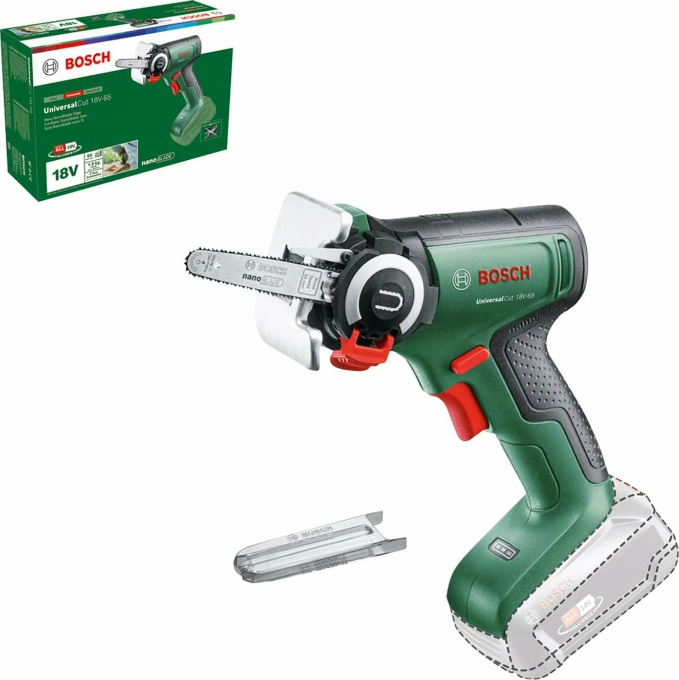 Sharrë NanoBlade pa kabllo Bosch UniversalCut 18V-65 18V, prerje druri deri 65 mm, pa bateri/karikues, jeshile