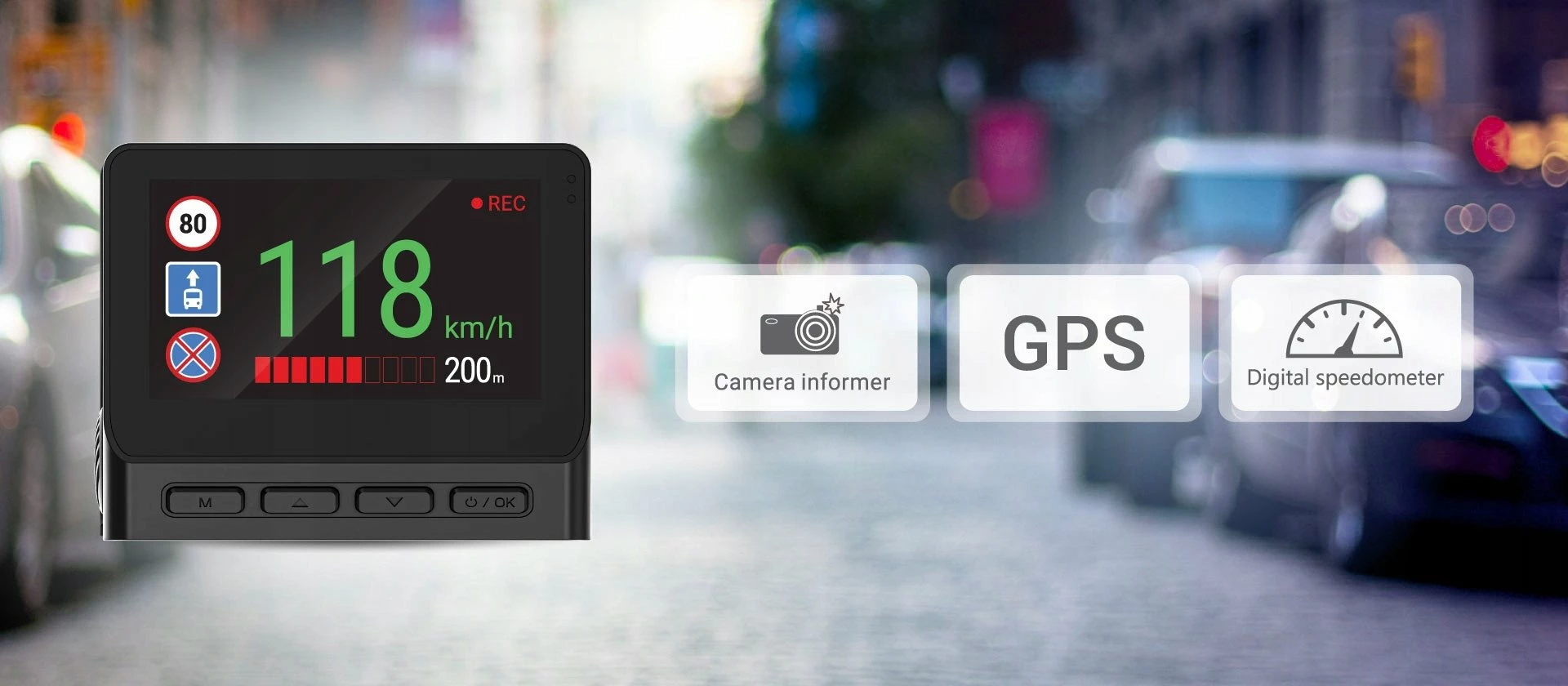Dashcam Navitel RS985 4K me GPS, e zezë, set me kamerë të pasme