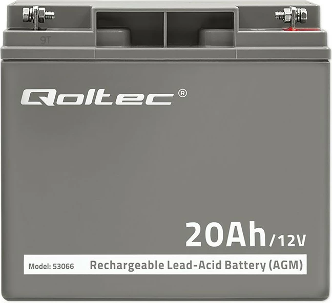 Bateri AGM Qoltec 53066, 20Ah, 12V, Gri