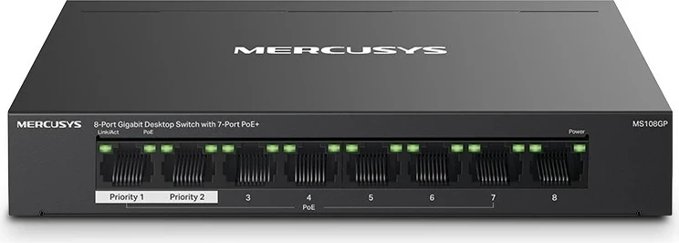 Switch Mercusys MS108GP, 8-Porta Gigabit, PoE+, i Zi