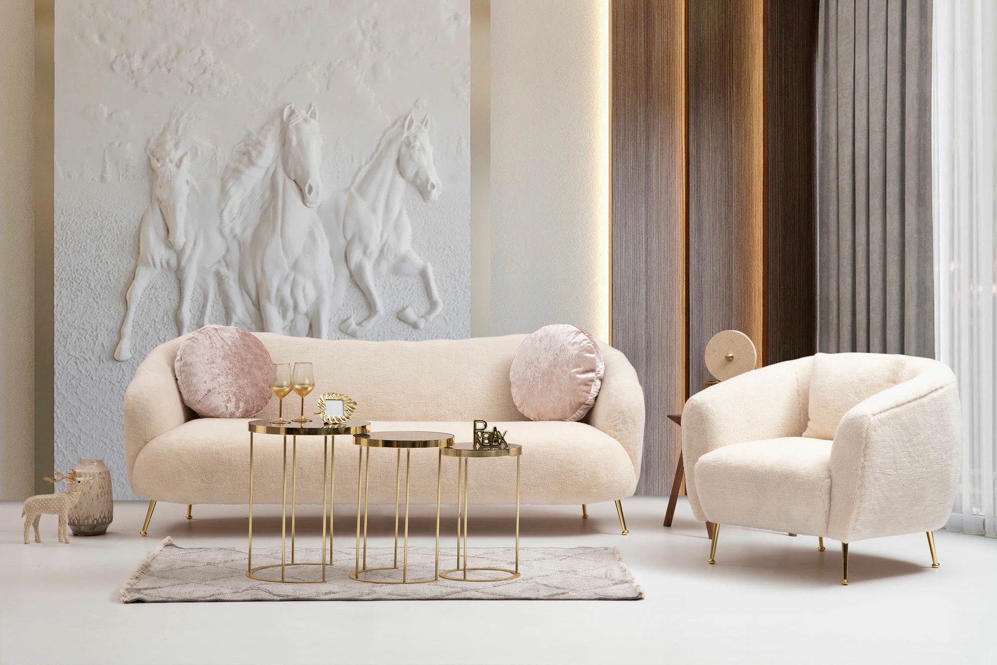 Karrige Wing Atelier del Sofa, ngjyrë bezhë, Istiridye
