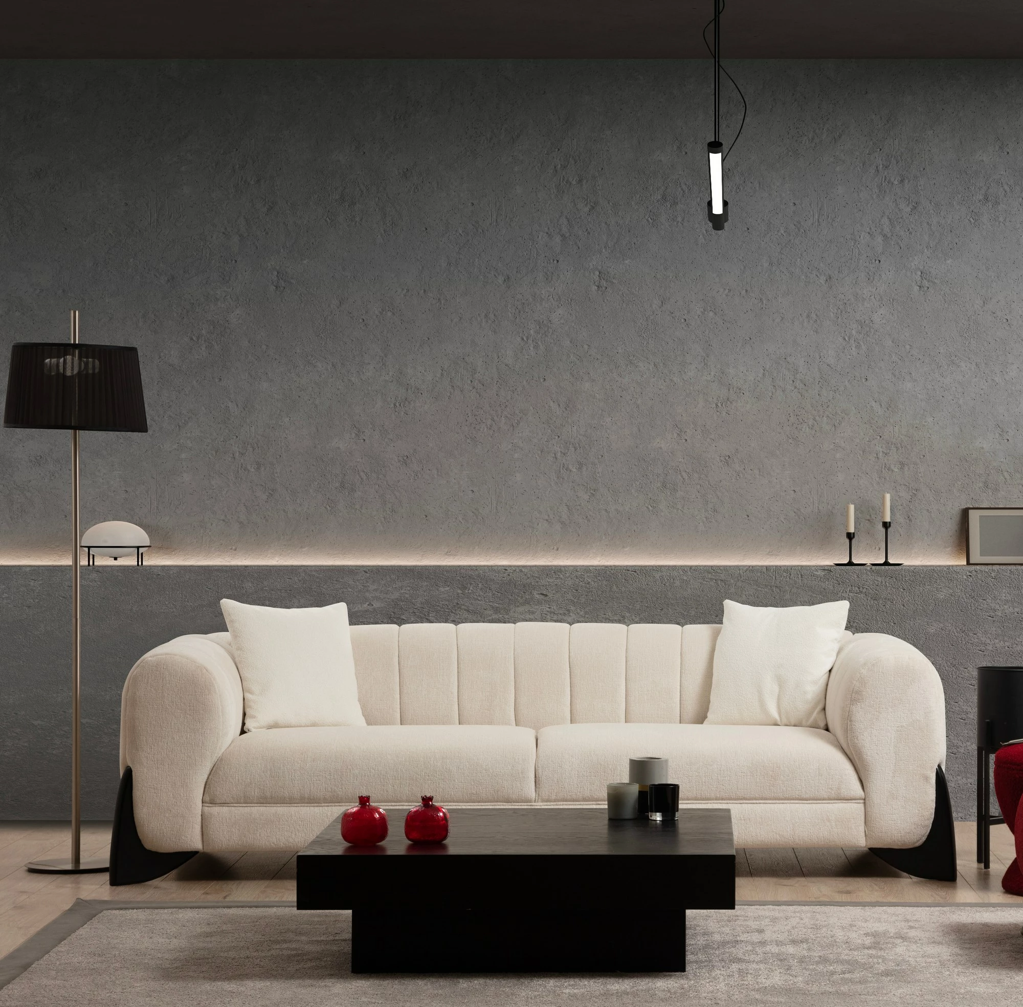 Divan treshe Sandreo, ngjyrë e bardhë, Atelier del Sofa