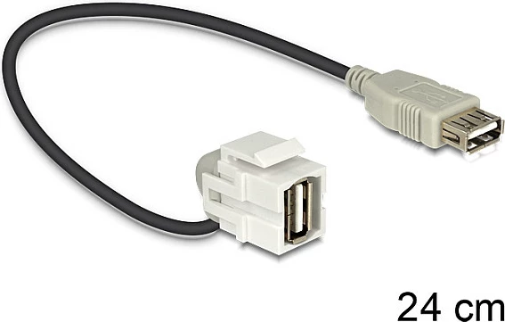 Kabllo zgjatëse USB-A DeLOCK 86327, femër-femër, 0.24 m, keystone, e zezë