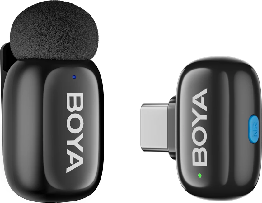 Set mikrofonësh wireless BOYA Mini 2-02 2.4GHz, USB-C, 2 transmetues + marrës, me kasë karikimi, i zi