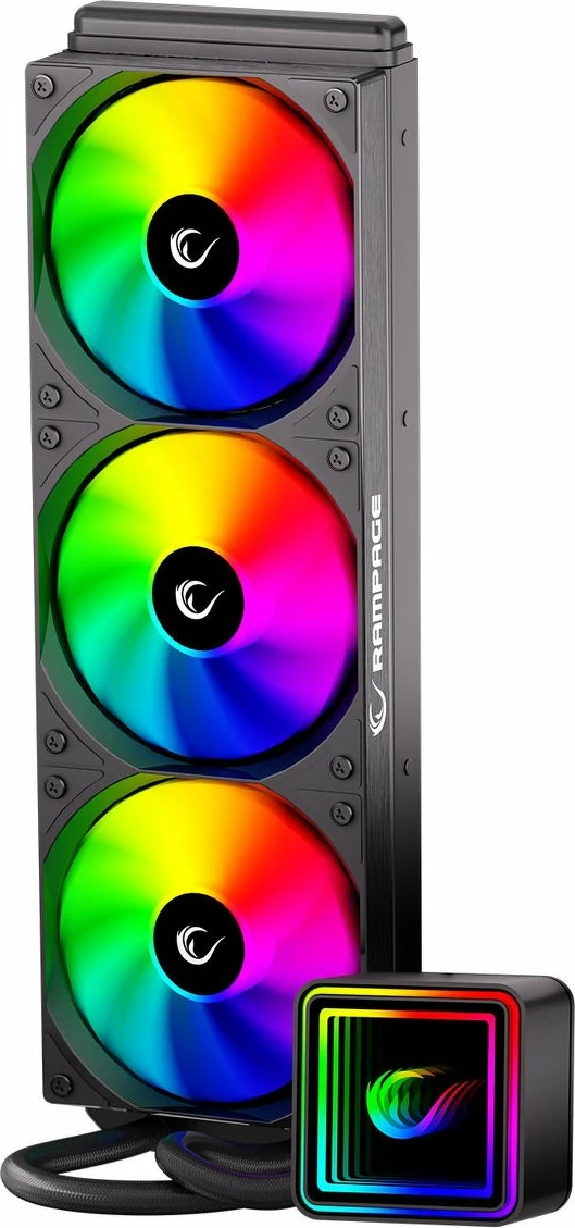 Ftohës uji AIO Rampage INFINITE V360 360mm, 3x120mm ARGB, i zi