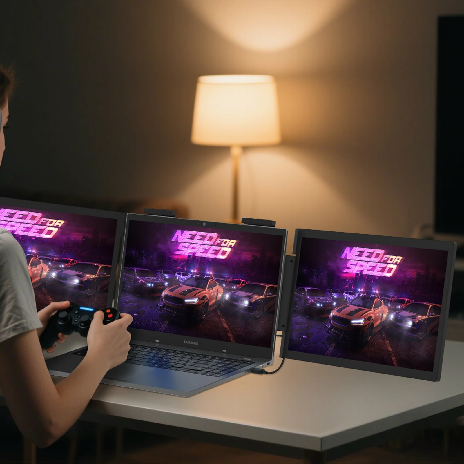 Monitor portativ i dyfishtë Zeuslap ZB14 2x14" Full HD IPS 60Hz, i zi, set me 2x kabllo USB-C