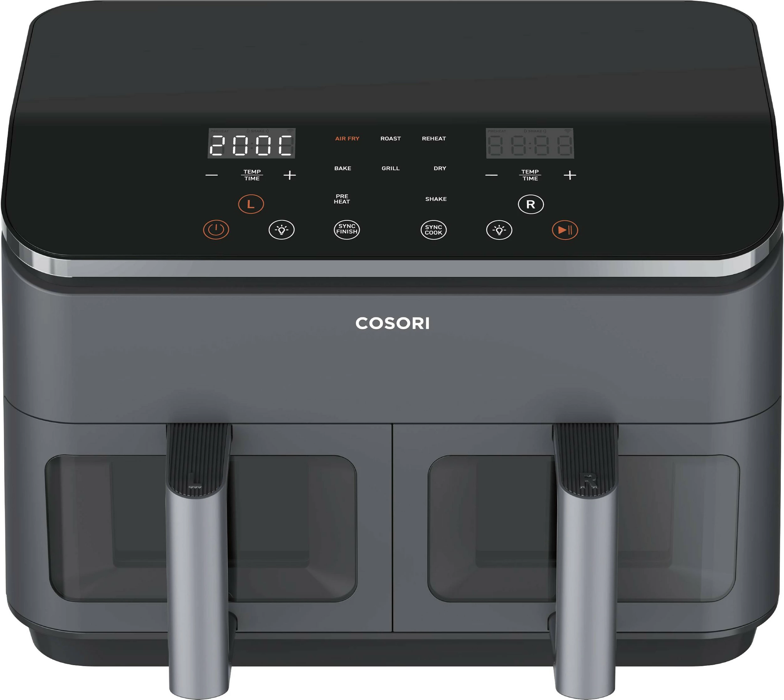 Fritezë me ajër Cosori Dual Basket Chef Edition, 8.5L, 1750W, dy shporta, e zezë/argjend