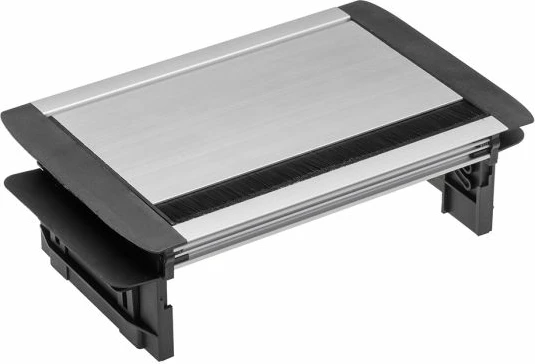 Prizë e integrume tavoline GTV AE-PBC3GS-53BKS, 3x220V (3x Schuko 16A), kabllo 1.5m, IP20, alumini, argjendt/zezë