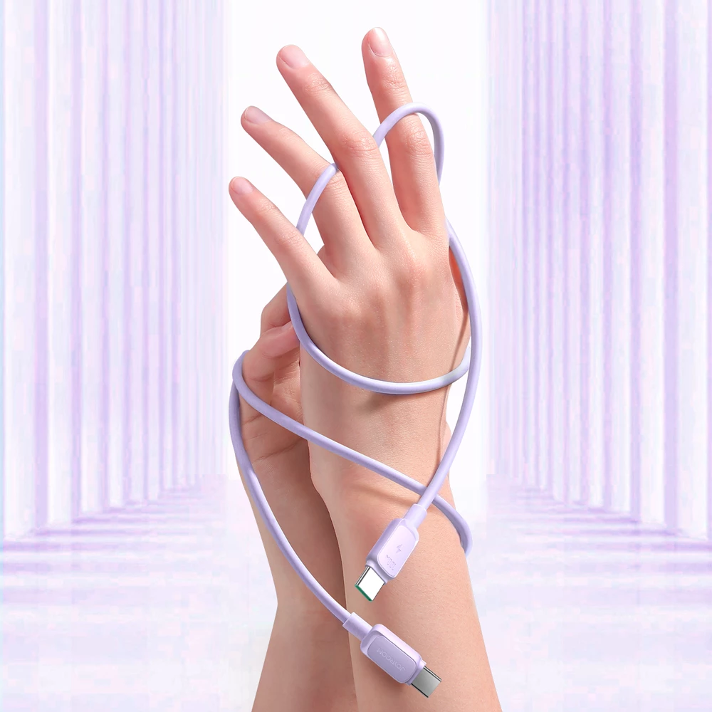 Kabllo USB-C në USB-C Joyroom Multi-Color Series A14, 1.2m, 100W, Vjollcë