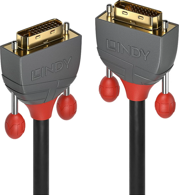 Kabllo DVI-D Dual Link LINDY Anthra Line, 5m, e zezë/gri