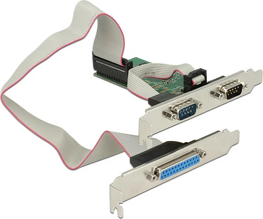 Kartë zgjerimi PCIe DeLOCK 89556, 2x Serial RS-232 + 1x Paralel, low-profile, e gjelbër