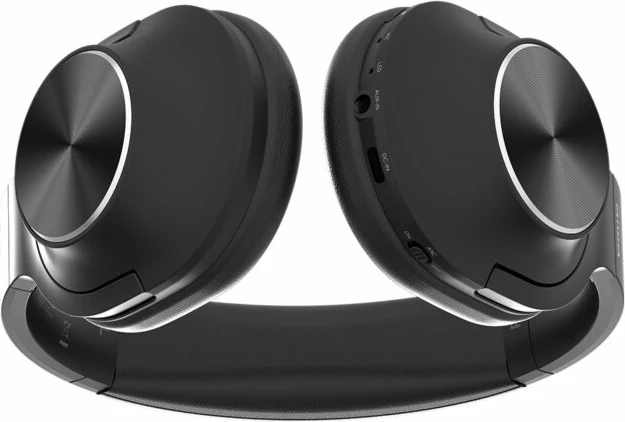 Kufje Bluetooth me ANC Aiwa HST-220BT, mbi vesh, BT 5.4, 40-50 orë, USB-C, AUX 3.5 mm, të palosshme, të zeza, set me kabllo USB-C dhe AUX