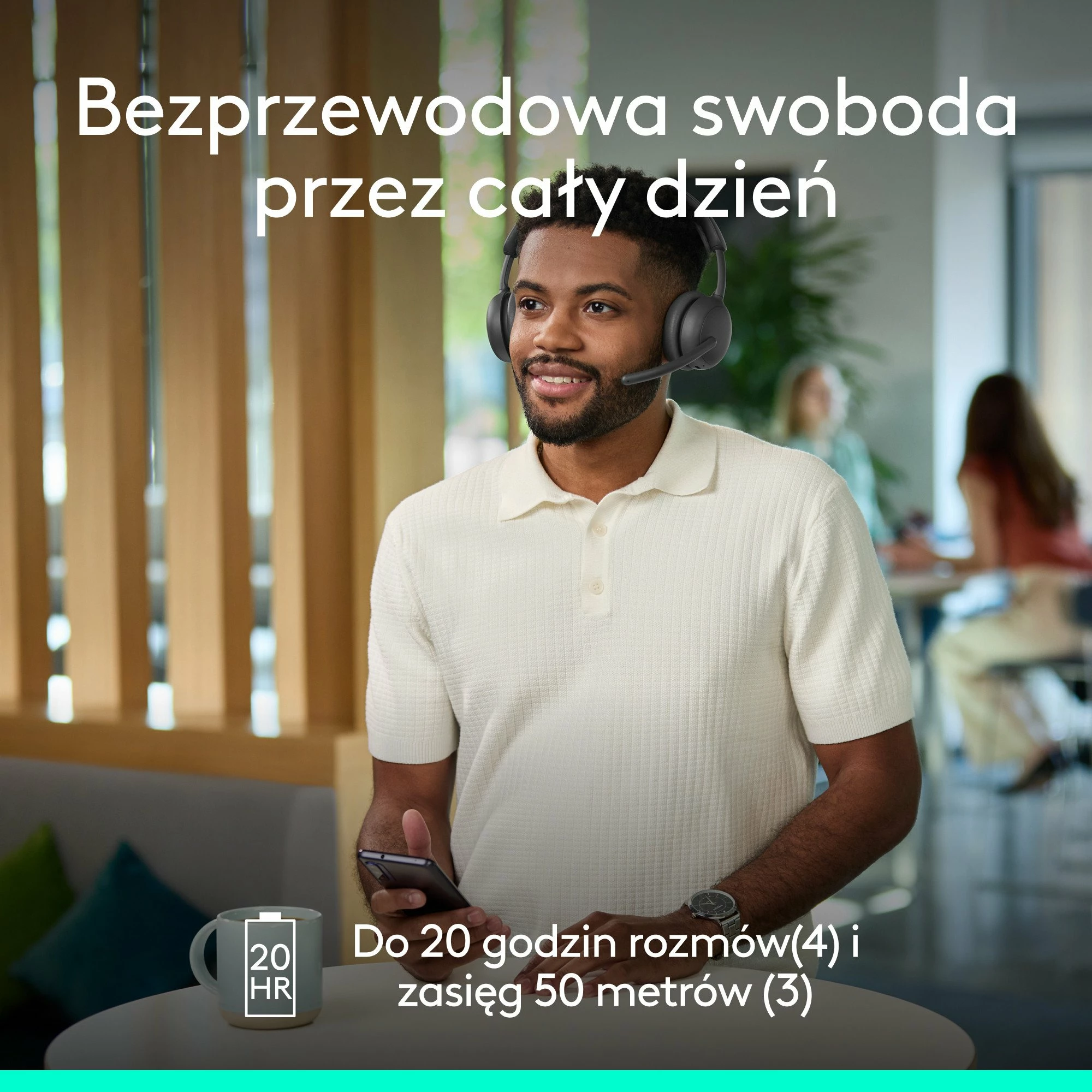 Kufje Logitech Zone Wireless 2 ES (981-001503), wireless Bluetooth 5.3, ANC, USB-C, të zeza, me çantë